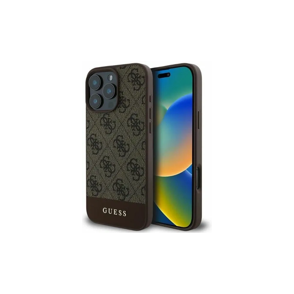 Guess GUHCP16XG4GLBR iPhone 16 Pro Max 6.9" hnědý/brown hardcase 4G Bottom Stripe - !NAIMPORTOVÁNO - Guess