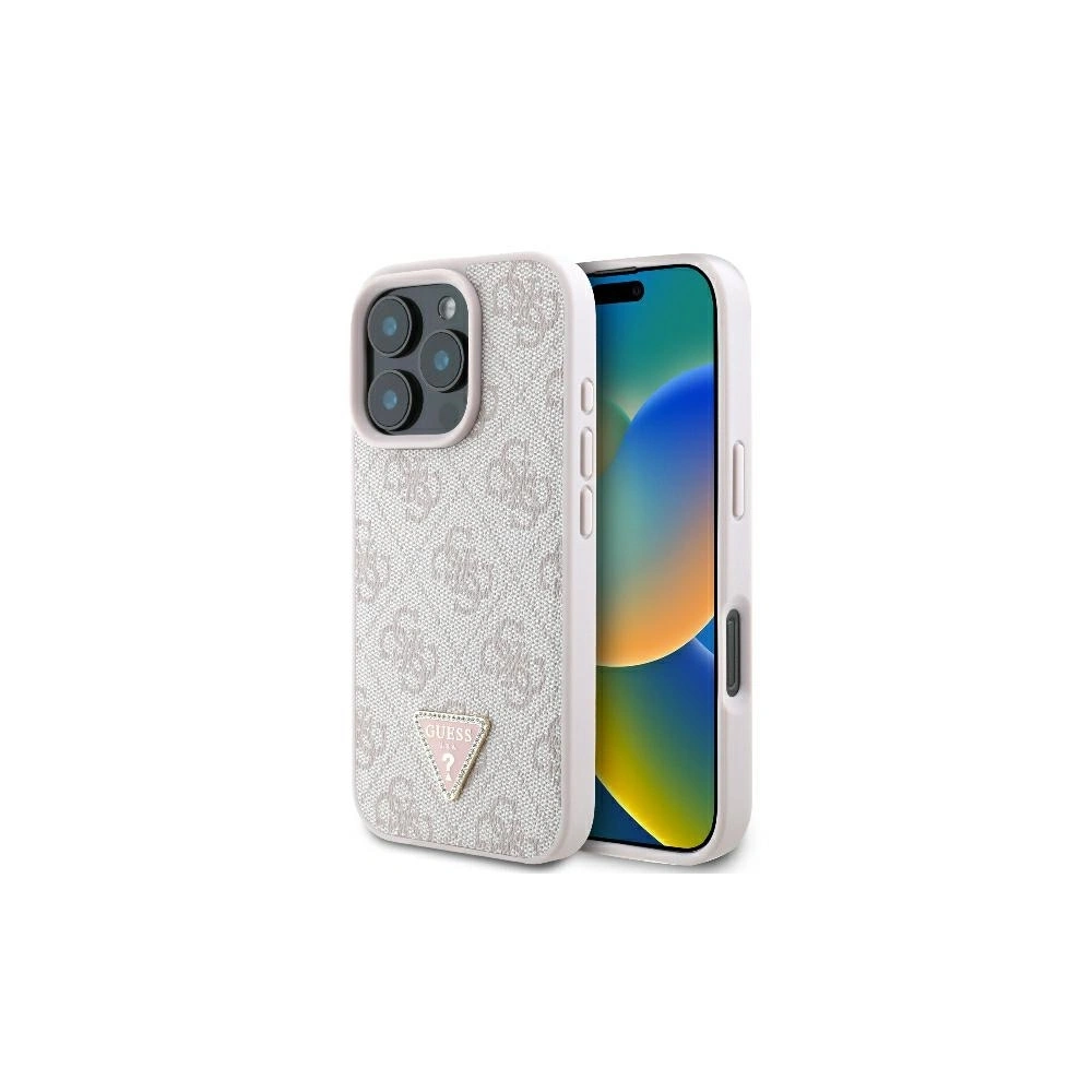 Hurtownia GSM - Etui Guess GUHCP16XP4TDPP Apple iPhone 16 Pro Max hardcase Leather 4G Triangle Strass MagSafe różowy - GUE3543 - {ean13} - Hurt
