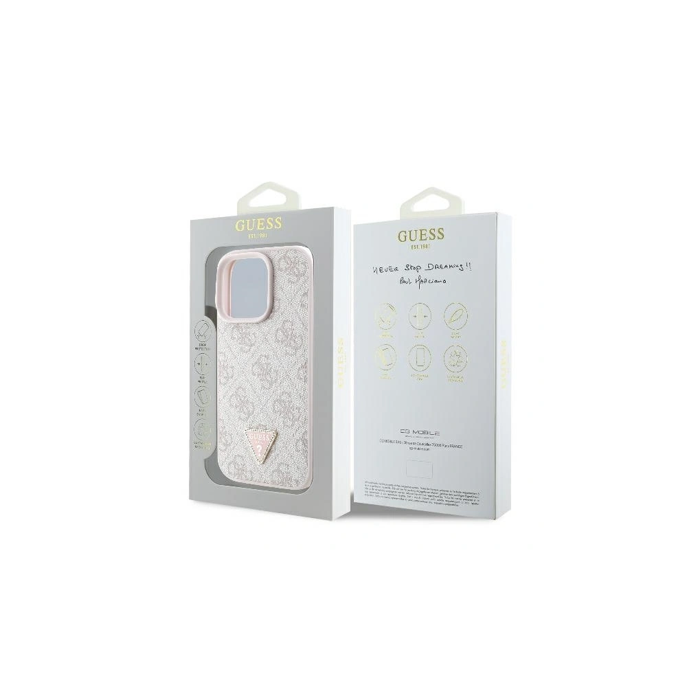 Wholesale Case Guess GUHCP16XP4TDPP Apple iPhone 16 Pro Max hardcase Leather 4G Triangle Strass MagSafe pink - GUE3543 - {ean13} - Hurt