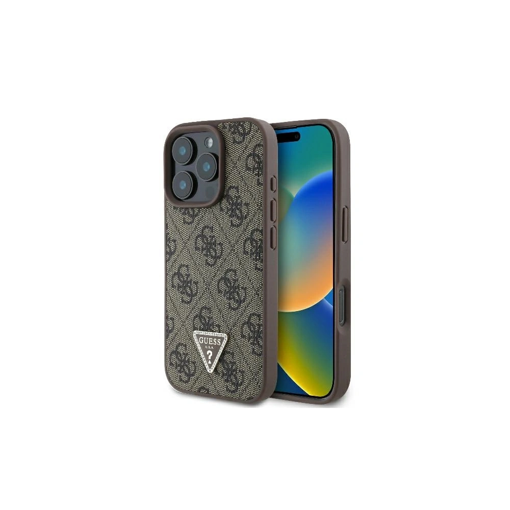 Hurtownia GSM - Fall Guess GUHCP16XP4TDPW Apple iPhone 16 Pro Max Hardcase Leder 4G Dreieck Strass MagSafe braun - GUE3544 - {ean13} - Hurt