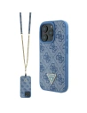 Case Guess GUHCP16XP4TDSCPB Apple iPhone 16 Pro Max hardcase Leather Metal Logo Strass Crossbody blue - iPhone 16 Pro Max - Guess