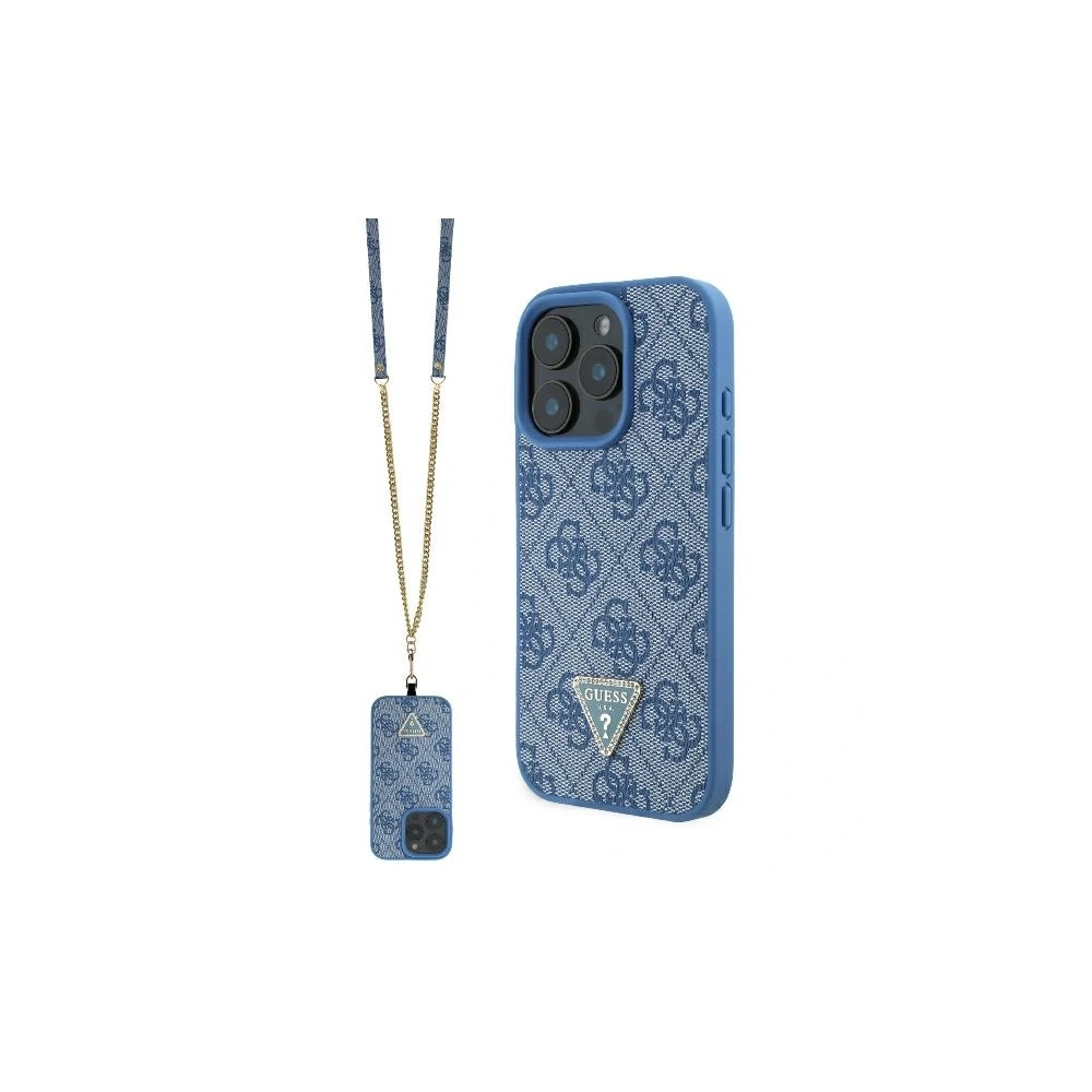 Hurtownia GSM - Případ Guess GUHCP16XP4TDSCPB Apple iPhone 16 Pro Max tvrdý kryt Kožený Metalový Logo Strass Crossbody modrý - GUE3545 - {ean13} - Hurt