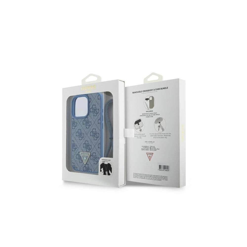 Hurtownia GSM - Případ Guess GUHCP16XP4TDSCPB Apple iPhone 16 Pro Max tvrdý kryt Kožený Metalový Logo Strass Crossbody modrý - GUE3545 - {ean13} - Hurt