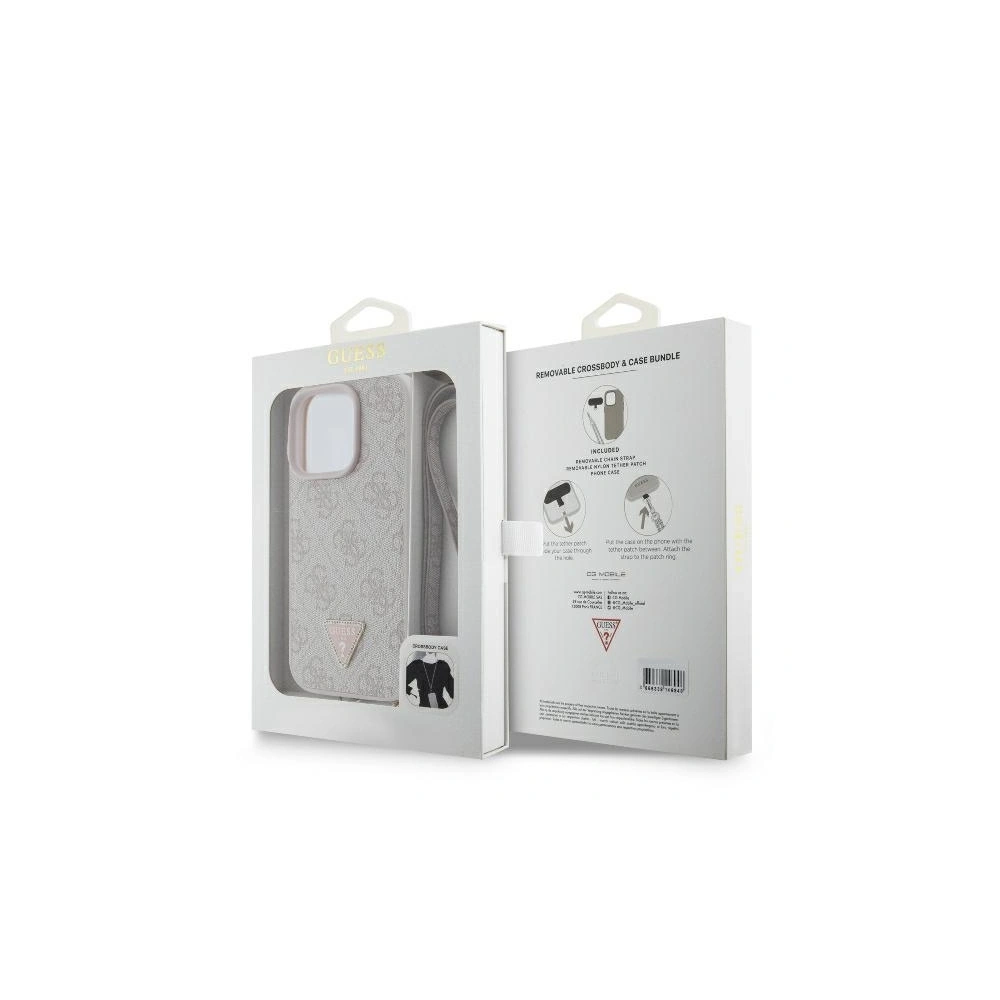 Hurtownia GSM - Případ Guess GUHCP16XP4TDSCPP Apple iPhone 16 Pro Max tvrdý obal Kožený Metal Logo Strass Crossbody růžový - GUE3547 - {ean13} - Hurt