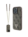 Fall Guess GUHCP16XP4TDSCPW Apple iPhone 16 Pro Max Hartschale Leder Metall-Logo Strass Umhängetasche braun - iPhone 16 Pro Max - Guess