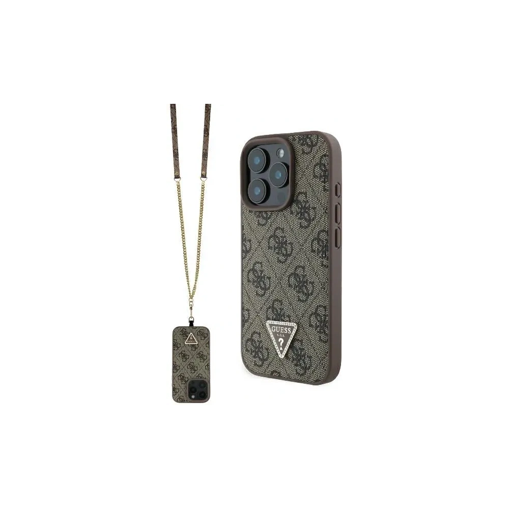 Hurtownia GSM - Fall Guess GUHCP16XP4TDSCPW Apple iPhone 16 Pro Max Hartschale Leder Metall-Logo Strass Umhängetasche braun - GUE3548 - {ean13} - Hurt