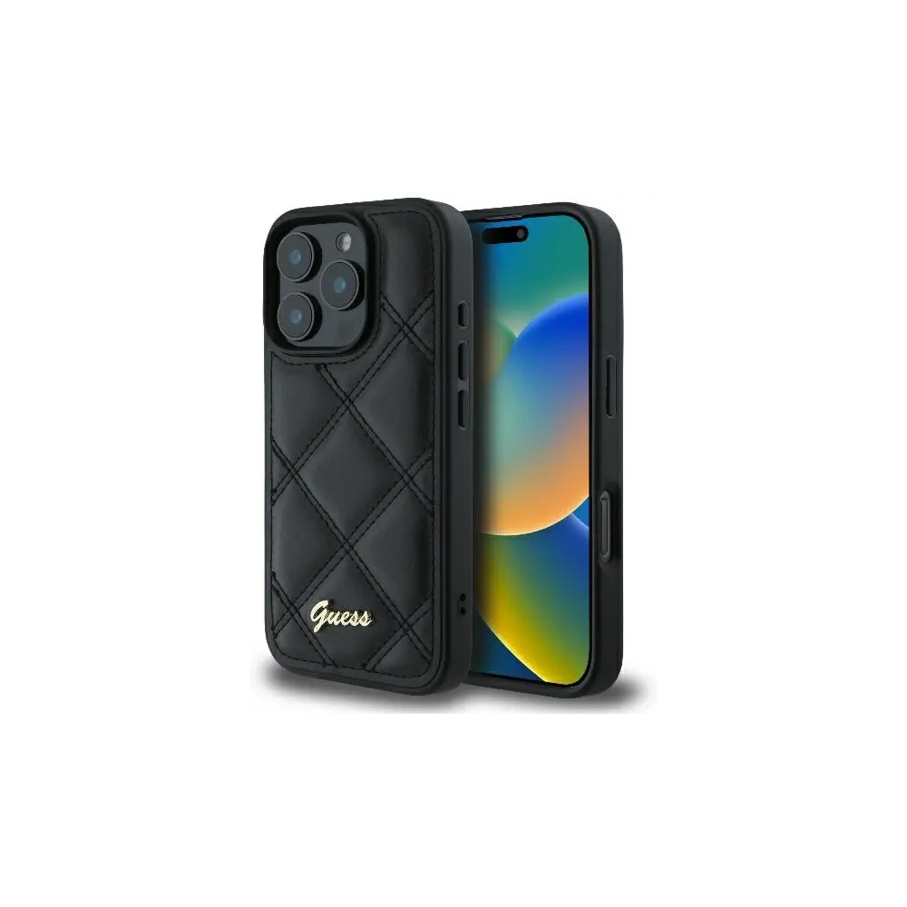 Hurtownia GSM - Případ Guess GUHCP16XPSQSQSK tvrdý obal pro Apple iPhone 16 Pro Max prošívaný s kovovým logem černý - GUE3549 - {ean13} - Hurt