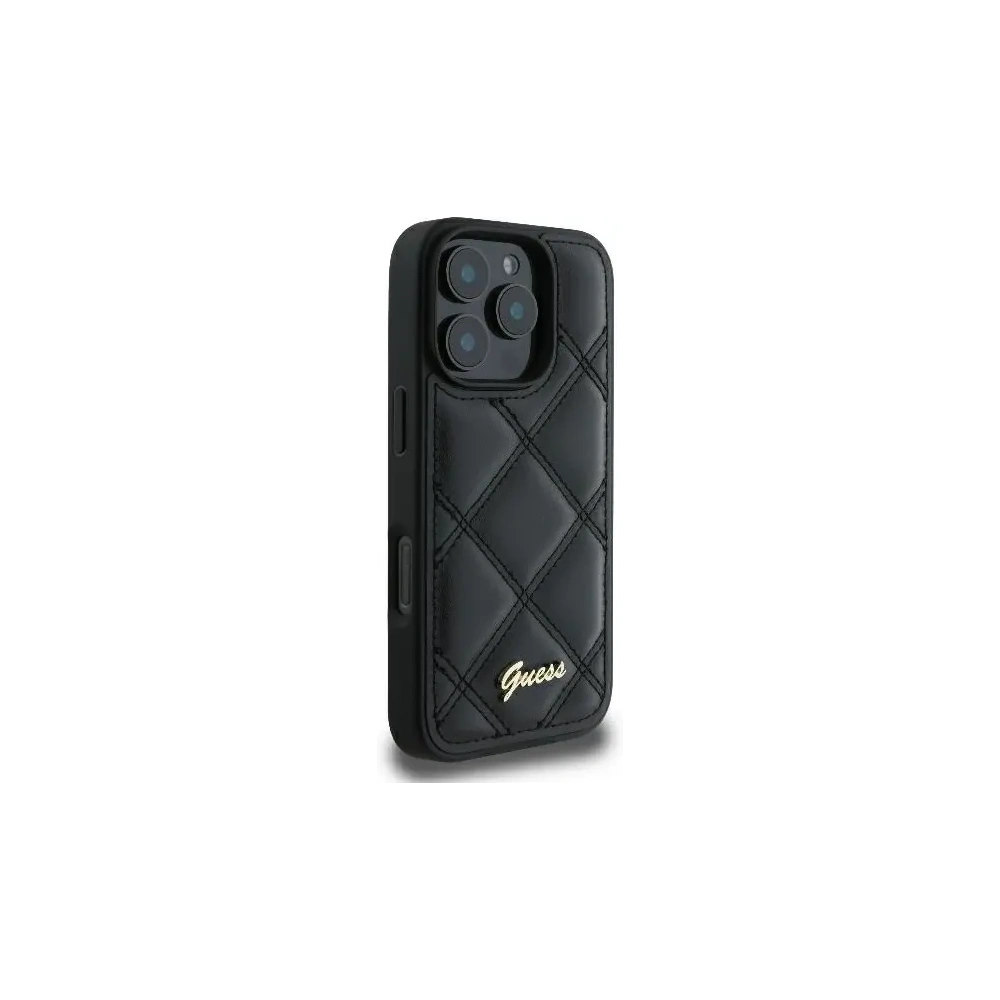 Hurtownia GSM - Případ Guess GUHCP16XPSQSQSK tvrdý obal pro Apple iPhone 16 Pro Max prošívaný s kovovým logem černý - GUE3549 - {ean13} - Hurt
