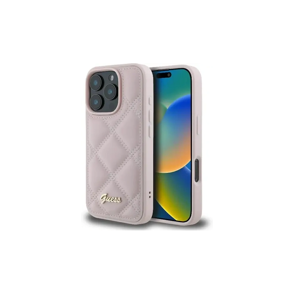 Hurtownia GSM - Případ Guess GUHCP16XPSQSQSP Apple iPhone 16 Pro Max tvrdý kryt prošívaný s logem metalickým růžový - GUE3550 - {ean13} - Hurt