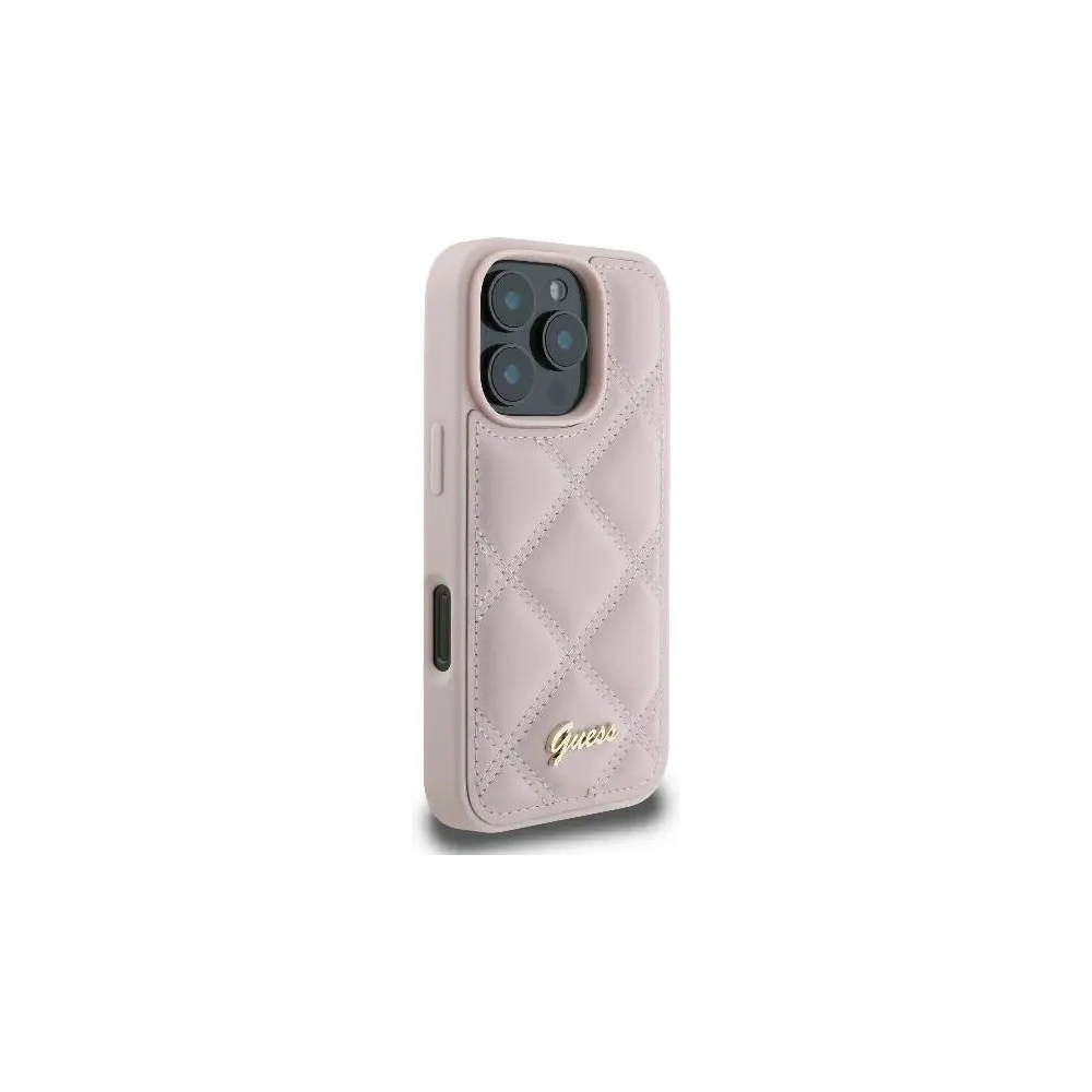 Hurtownia GSM - Fall Guess GUHCP16XPSQSQSP Apple iPhone 16 Pro Max Hartschale Ge quiltetes Metall-Logo rosa - GUE3550 - {ean13} - Hurt