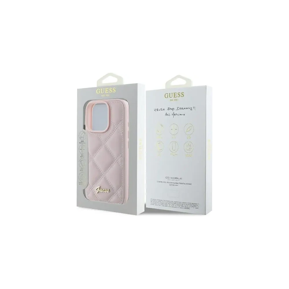 Hurtownia GSM - Případ Guess GUHCP16XPSQSQSP Apple iPhone 16 Pro Max tvrdý kryt prošívaný s logem metalickým růžový - GUE3550 - {ean13} - Hurt