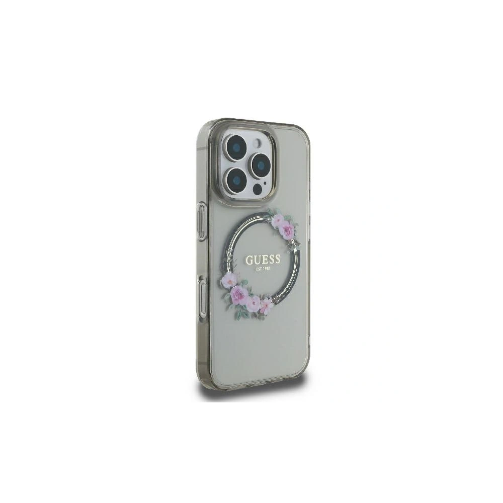 Hurtownia GSM - Případ Guess GUHMP16LHFWFCK Apple iPhone 16 Pro tvrdý kryt IML Květy Věnec MagSafe černý - GUE3554 - {ean13} - Hurt