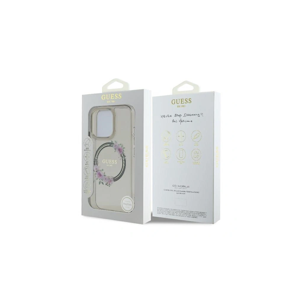 Hurtownia GSM - Etui Guess GUHMP16LHFWFCK Apple iPhone 16 Pro hardcase IML Flowers Wreath MagSafe czarny - GUE3554 - {ean13} - Hurt