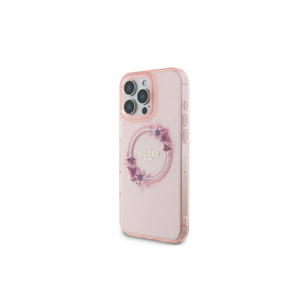 Hurtownia GSM - Fall Guess GUHMP16LHFWFCP Apple iPhone 16 Pro Hartschale IML Blumenkranz MagSafe rosa - GUE3555 - {ean13} - Hurt