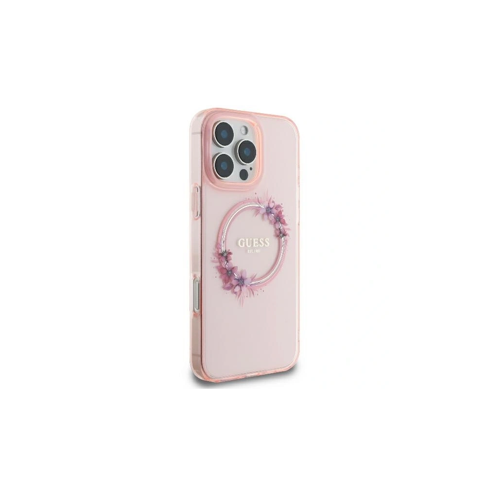 Hurtownia GSM - Etui Guess GUHMP16LHFWFCP Apple iPhone 16 Pro hardcase IML Flowers Wreath MagSafe różowy - GUE3555 - {ean13} - Hurt