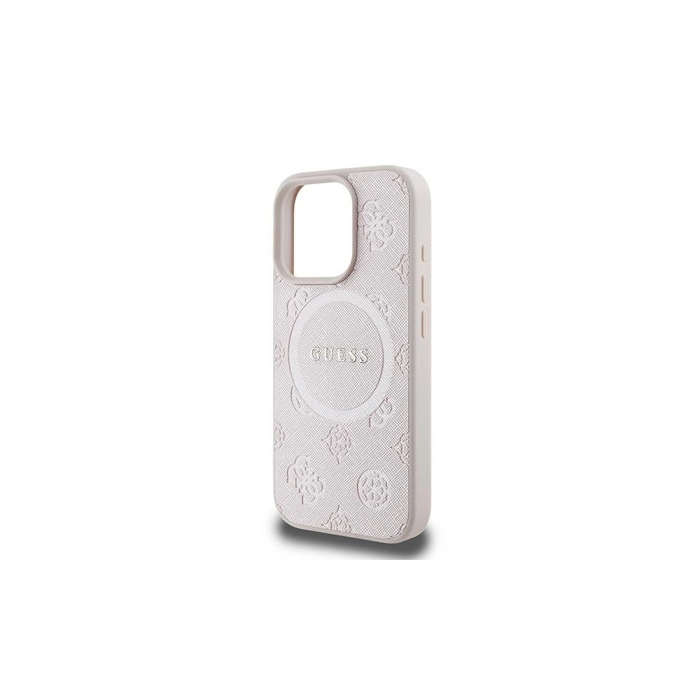Etui Guess GUHMP16LPSAPSMEP Apple iPhone 16 Pro kemény tok Saffiano Peony Classic Logo MagSafe rózsaszín - iPhone 16 Pro - Guess