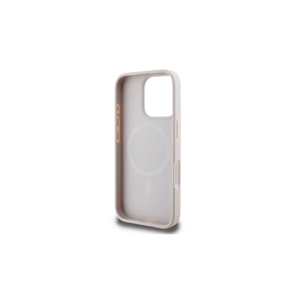 Etui Guess GUHMP16LPSAPSMEP Apple iPhone 16 Pro kemény tok Saffiano Peony Classic Logo MagSafe rózsaszín - iPhone 16 Pro - Guess
