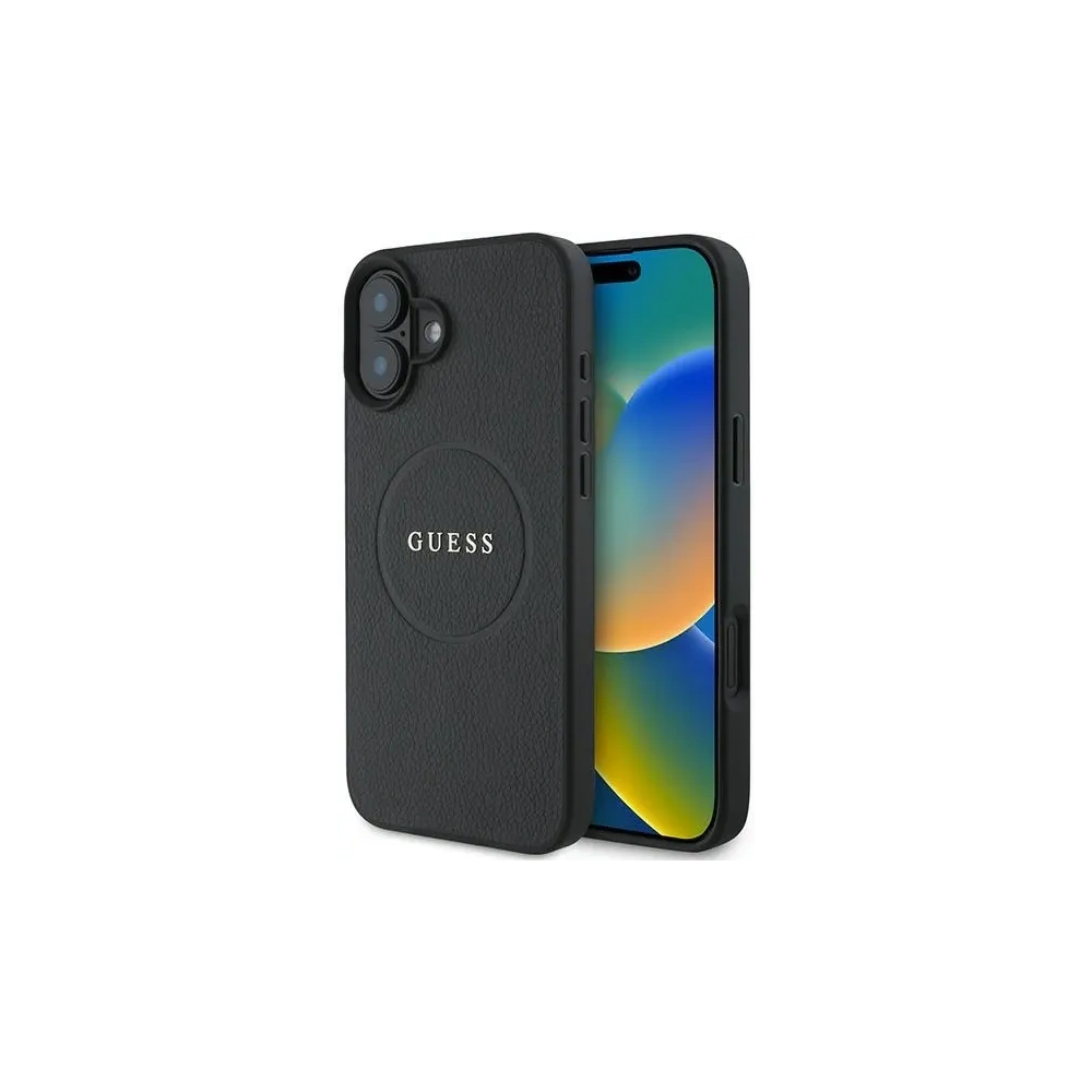 Hurtownia GSM - Případ Guess GUHMP16MPGHSMMK ochranný kryt Apple iPhone 16 Plus Grained Ring MagSafe černý - GUE3564 - {ean13} - Hurt