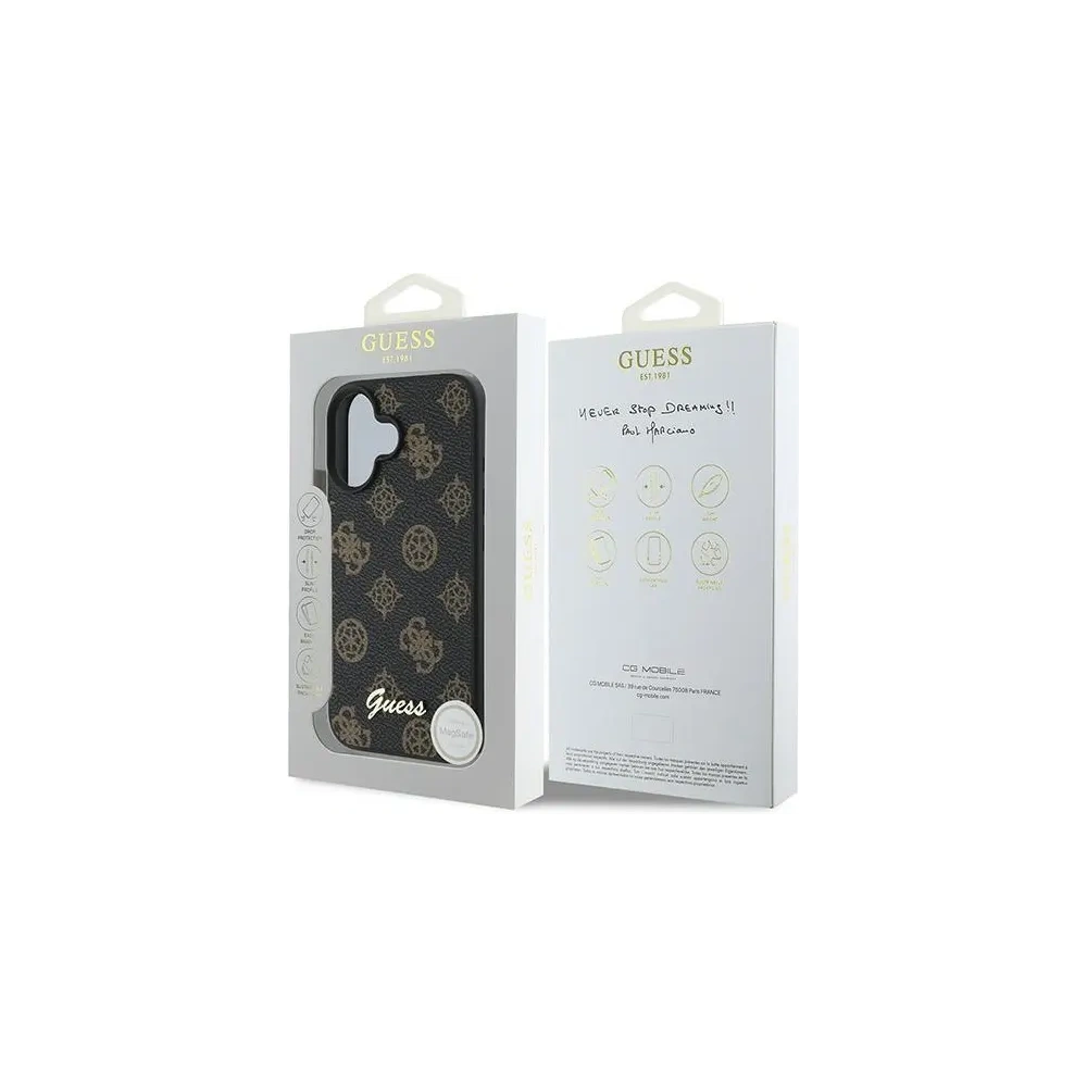 Wholesale Case Guess GUHMP16MPGPYSK Apple iPhone 16 Plus hardcase PU Peony Script MagSafe black - GUE3566 - {ean13} - Hurt