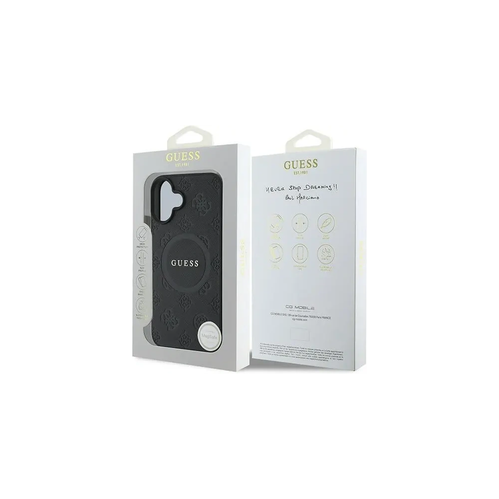 Hurtownia GSM - Eset Guess GUHMP16MPSAPSMEK Apple iPhone 16 Plus kemény tok Saffiano Peony Classic Logo MagSafe fekete - GUE3567 - {ean13} - Hurt