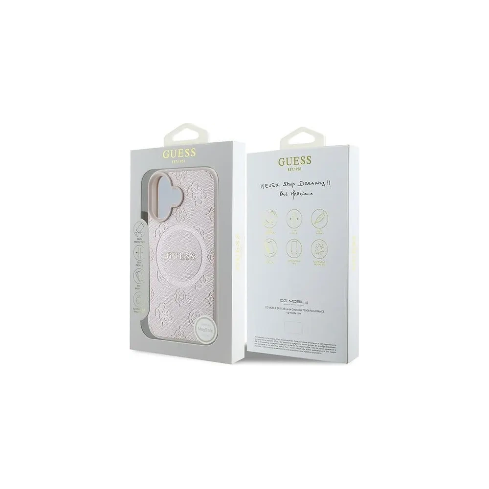 Hurtownia GSM - Případ Guess GUHMP16MPSAPSMEP Apple iPhone 16 Plus tvrdý obal Saffiano Peony Classic Logo MagSafe růžový - GUE3568 - {ean13} - Hurt