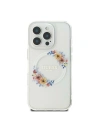Etui Guess GUHMP16SHFWFCT Apple iPhone 16 keménytok IML Virágkoszorú MagSafe átlátszó - iPhone 16 - Guess