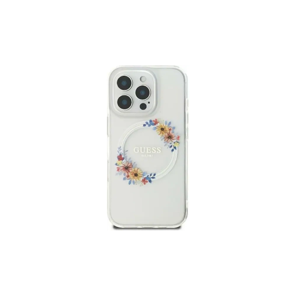 Hurtownia GSM - Fall Guess GUHMP16SHFWFCT Apple iPhone 16 Hartschale IML Blumenkranz MagSafe transparent - GUE3570 - {ean13} - Hurt