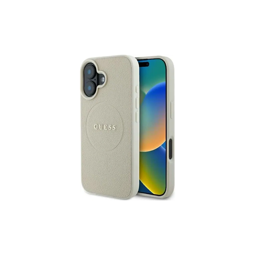Fall Guess GUHMP16SPGHSMME Apple iPhone 16 Hardcase Geprägter Ring MagSafe beige - iPhone 16 - Guess
