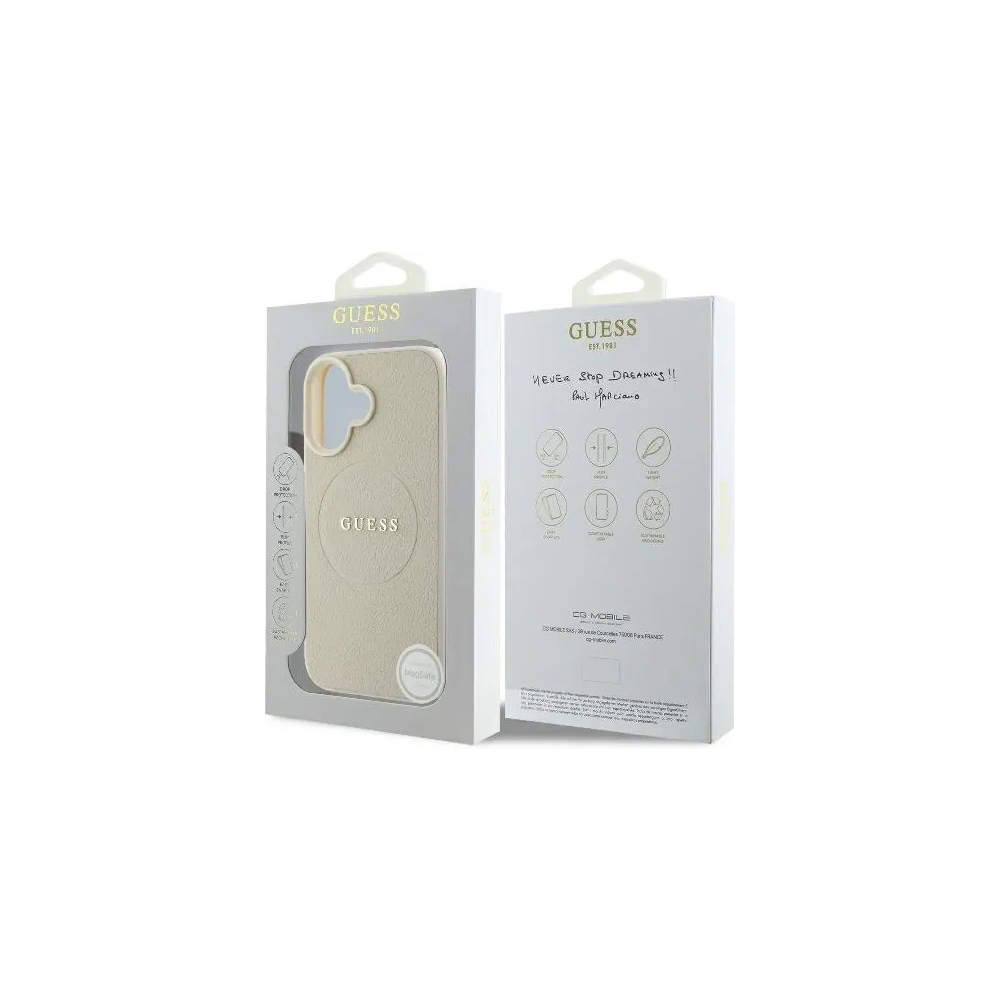 Fall Guess GUHMP16SPGHSMME Apple iPhone 16 Hardcase Geprägter Ring MagSafe beige - iPhone 16 - Guess
