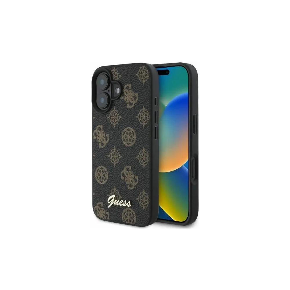 Fall Guess GUHMP16SPGPYSK Apple iPhone 16 Hartschale Peony Script MagSafe schwarz - iPhone 16 - Guess