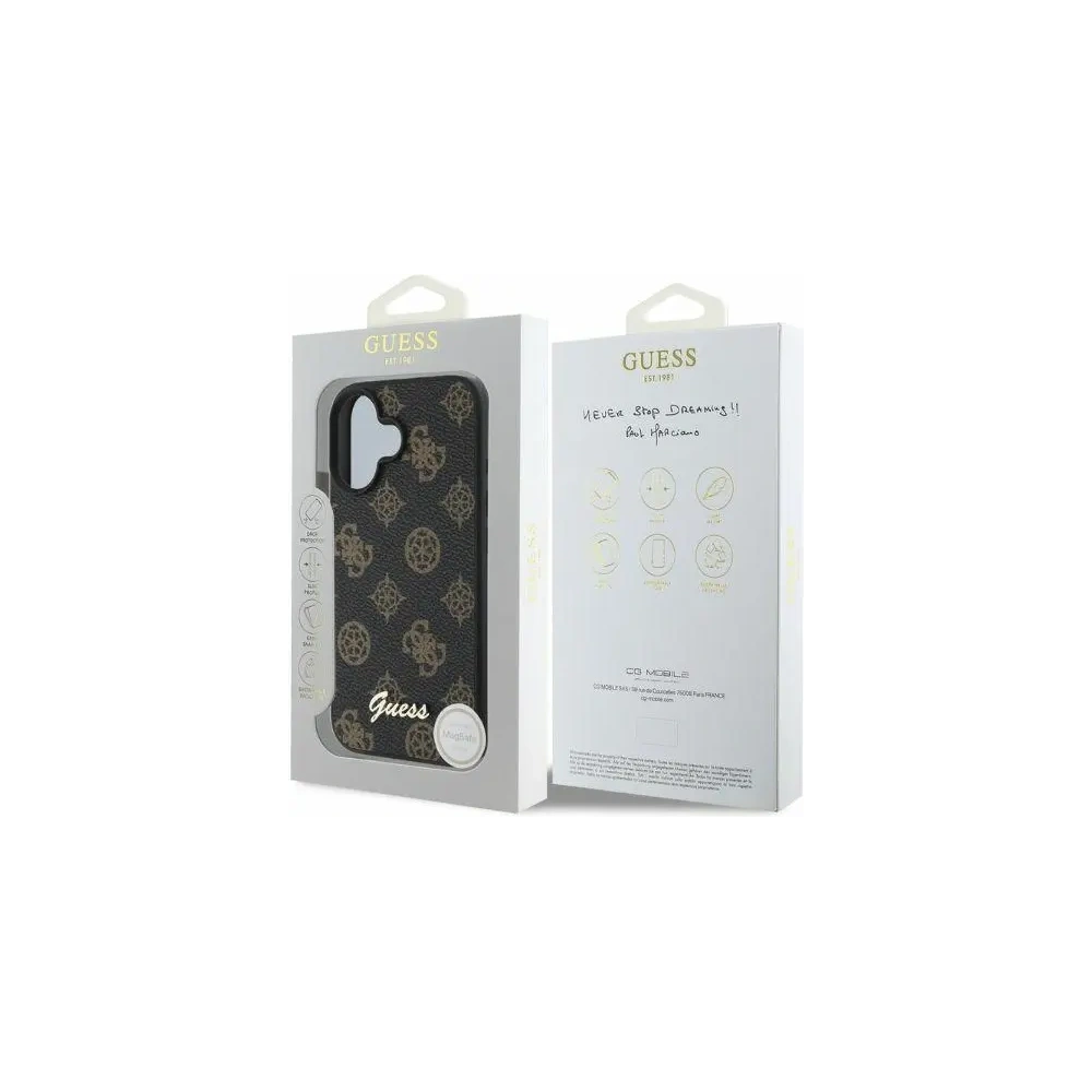 Fall Guess GUHMP16SPGPYSK Apple iPhone 16 Hartschale Peony Script MagSafe schwarz - iPhone 16 - Guess