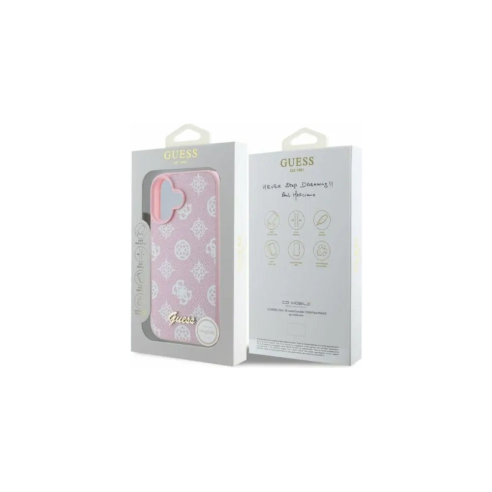 Etui Guess GUHMP16SPGPYSP Apple iPhone 16 hardcase Peony Script MagSafe różowy - iPhone 16 - Guess