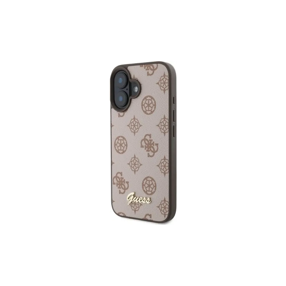 Etui Guess GUHMP16SPGPYSW Apple iPhone 16 hardcase Peony Script MagSafe brązowy - iPhone 16 - Guess