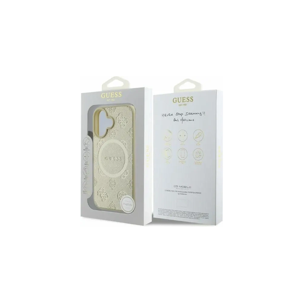 Guess GUHMP16SPSAPSMED iPhone 16 6.1" gold/hardcase Saffiano Peony Classic Logo MagSafe - !EINGEFÜHRT - Guess