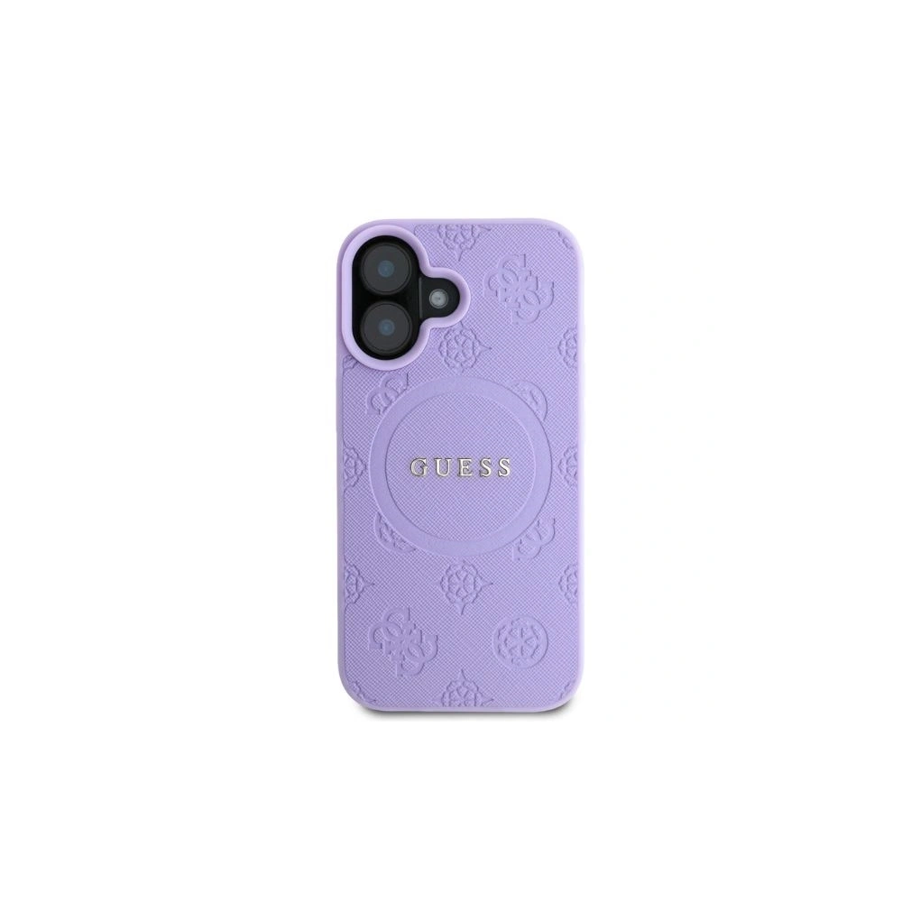 Etui Guess GUHMP16SPSAPSMEU Apple iPhone 16 hardcase Saffiano Peony Classic Logo MagSafe fioletowy - iPhone 16 - Guess