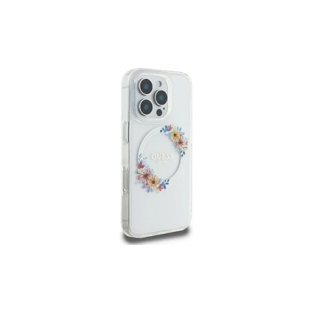 Wholesale Case Guess GUHMP16XHFWFCT Apple iPhone 16 Pro Max hardcase IML Flowers Wreath MagSafe transparent - GUE3579 - {ean13} - Hurt