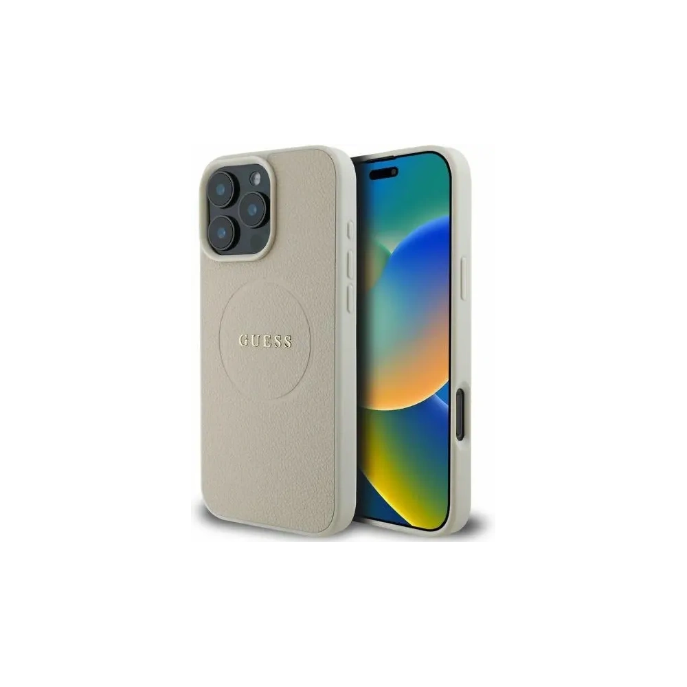 Hurtownia GSM - Eset Guess GUHMP16XPGHSMME Apple iPhone 16 Pro Max keménytok Grained Ring MagSafe bézs - GUE3580 - {ean13} - Hurt