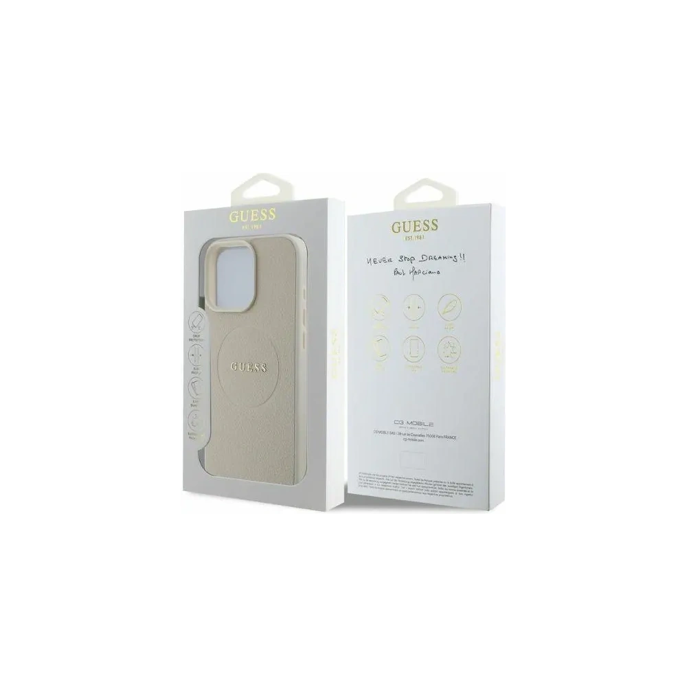 Hurtownia GSM - Eset Guess GUHMP16XPGHSMME Apple iPhone 16 Pro Max keménytok Grained Ring MagSafe bézs - GUE3580 - {ean13} - Hurt