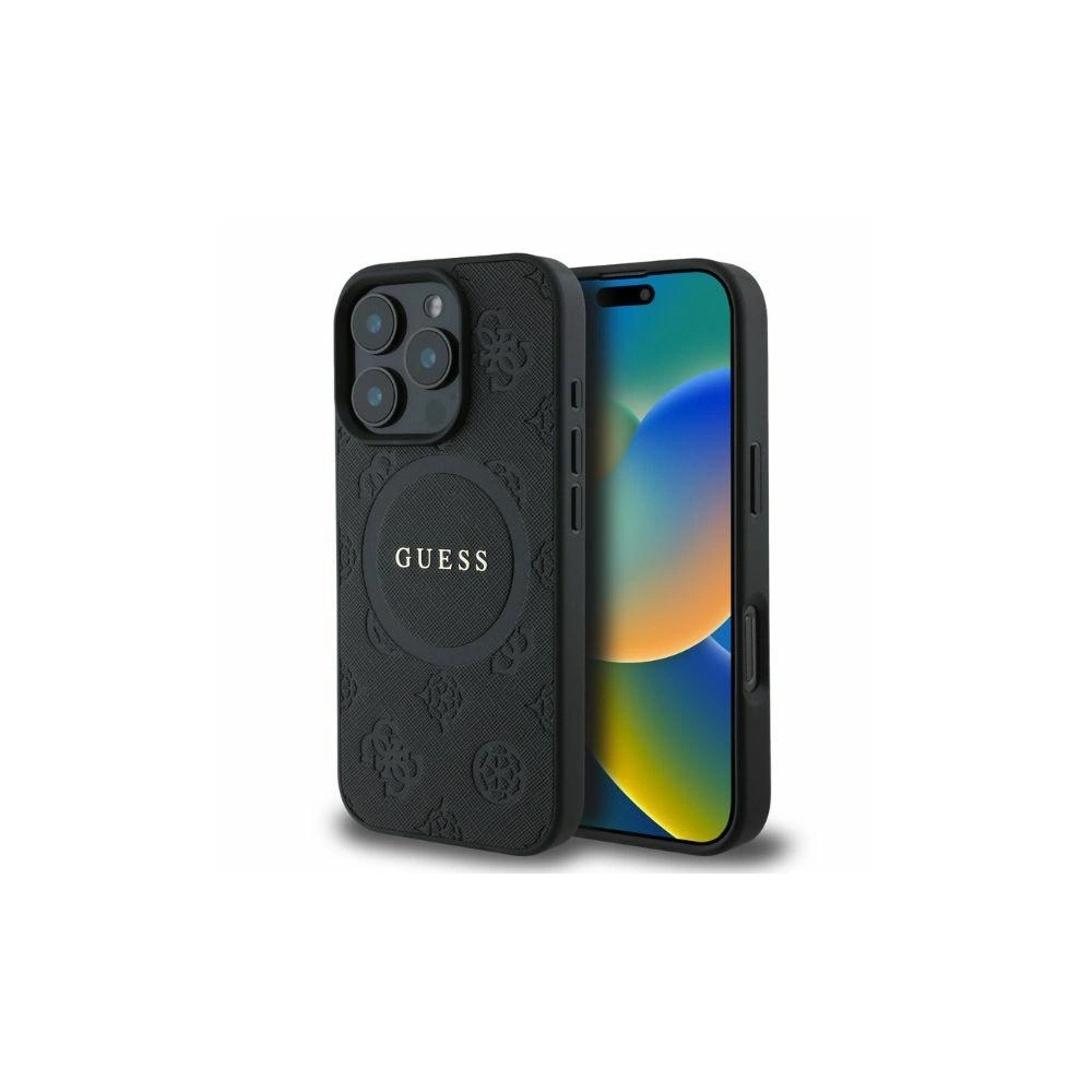 Hurtownia GSM - Eset Guess GUHMP16XPSAPSMEK Apple iPhone 16 Pro Max kemény tok Saffiano Peony Classic Logo MagSafe fekete - GUE3588 - {ean13} - Hurt