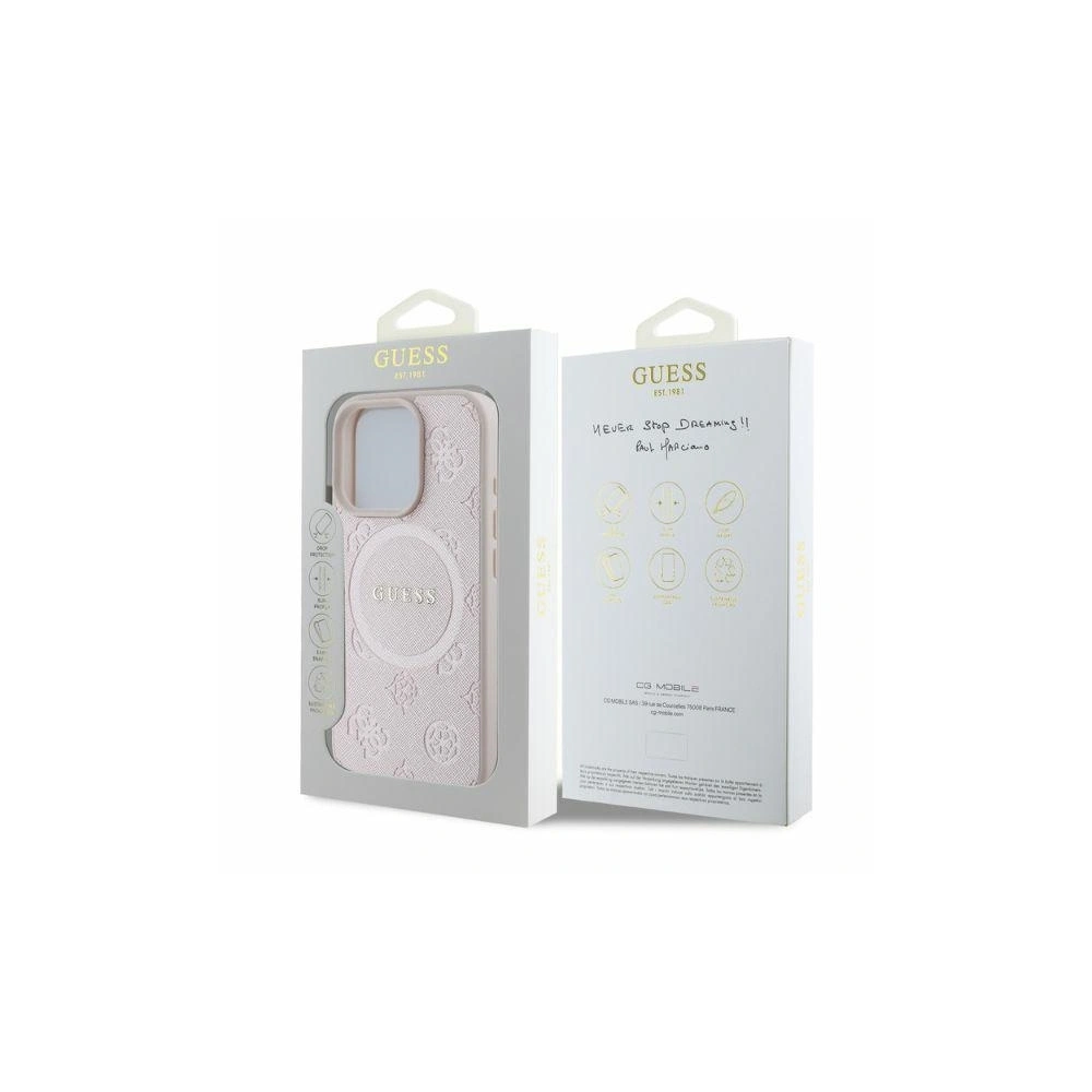 Hurtownia GSM - Případ Guess GUHMP16XPSAPSMEP Apple iPhone 16 Pro Max hardcase Saffiano Peony Classic Logo MagSafe růžový - GUE3589 - {ean13} - Hurt