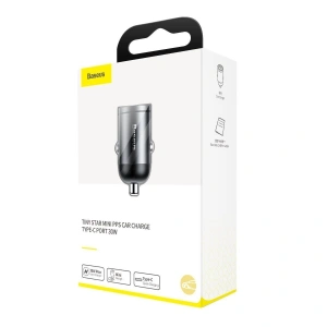 Hurtownia GSM - Mini ładowarka samochodowa Baseus Tiny Star USB-C, QC 4.0+, PD, 30W (szara) - BSU962GRY - {ean13} - Hurt