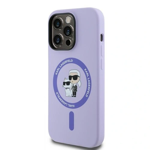 Etui Karl Lagerfeld KLHMP14LSCMKCRHU Apple iPhone 14 Pro hardcase Silicone Karl&Choupette Heads Ring MagSafe fioletowy - iPhone 14 Pro - Karl Lagerfeld