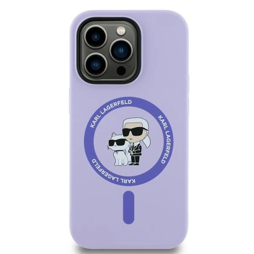 Etui Karl Lagerfeld KLHMP14LSCMKCRHU Apple iPhone 14 Pro hardcase Silicone Karl&Choupette Heads Ring MagSafe fioletowy - iPhone 14 Pro - Karl Lagerfeld