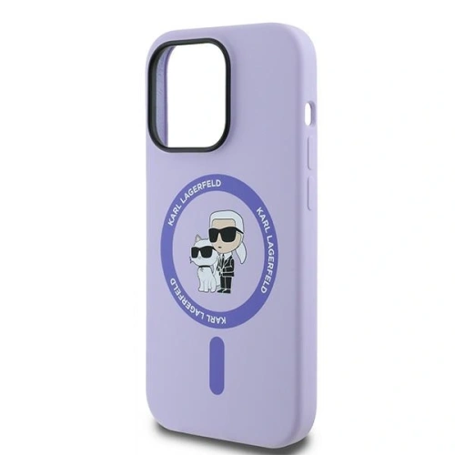 Etui Karl Lagerfeld KLHMP14LSCMKCRHU Apple iPhone 14 Pro hardcase Silicone Karl&Choupette Heads Ring MagSafe fioletowy - iPhone 14 Pro - Karl Lagerfeld
