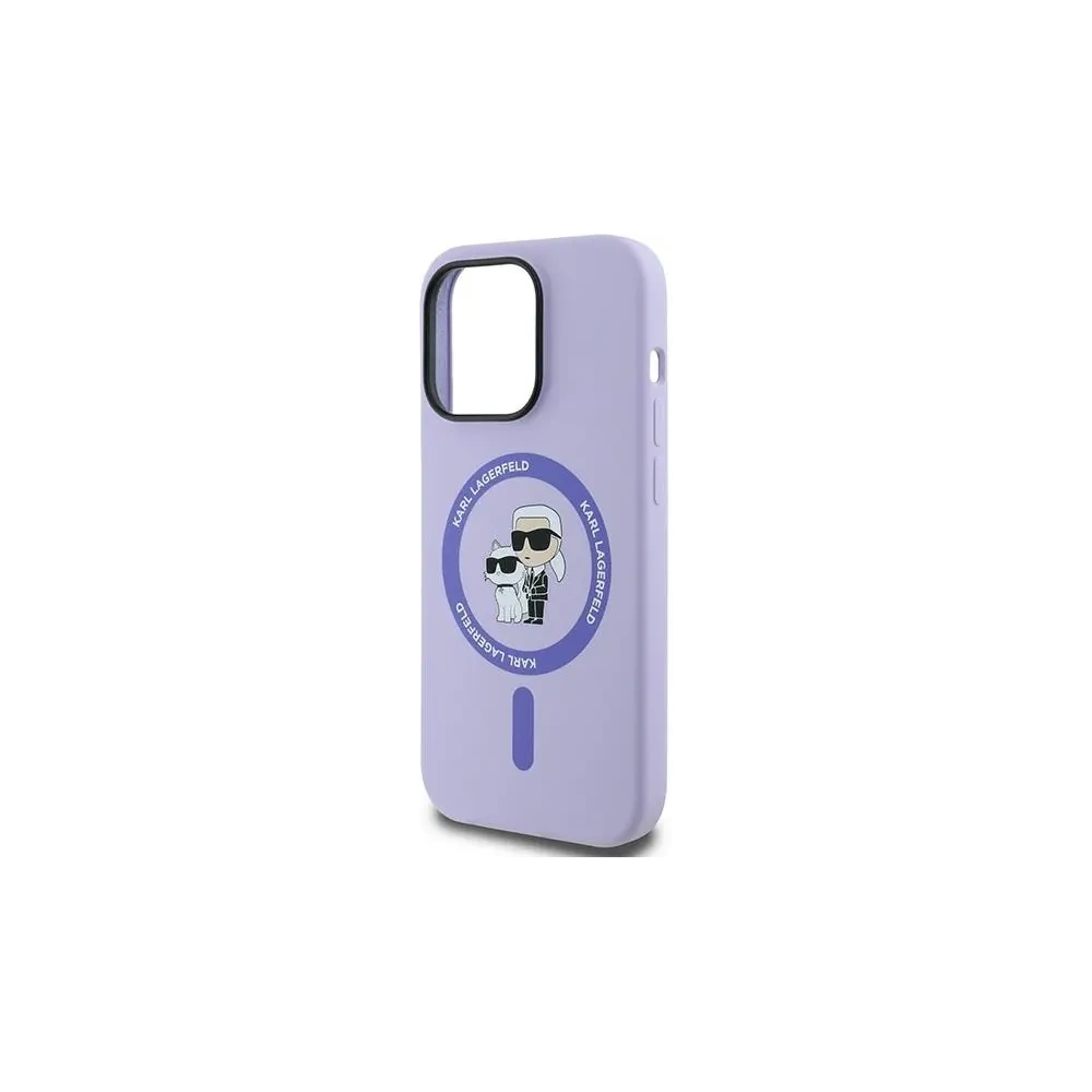 Hurtownia GSM - Ügy Karl Lagerfeld KLHMP14LSCMKCRHU Apple iPhone 14 Pro kemény tok Szilikon Karl&Choupette Fejek Gyűrű MagSafe lila - KLD2144 - {ean13} - Hurt
