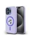 Případ Karl Lagerfeld KLHMP15LSCMKCRHU Apple iPhone 15 Pro tvrdý obal silikonový Karl&Choupette Heads Ring MagSafe fialový