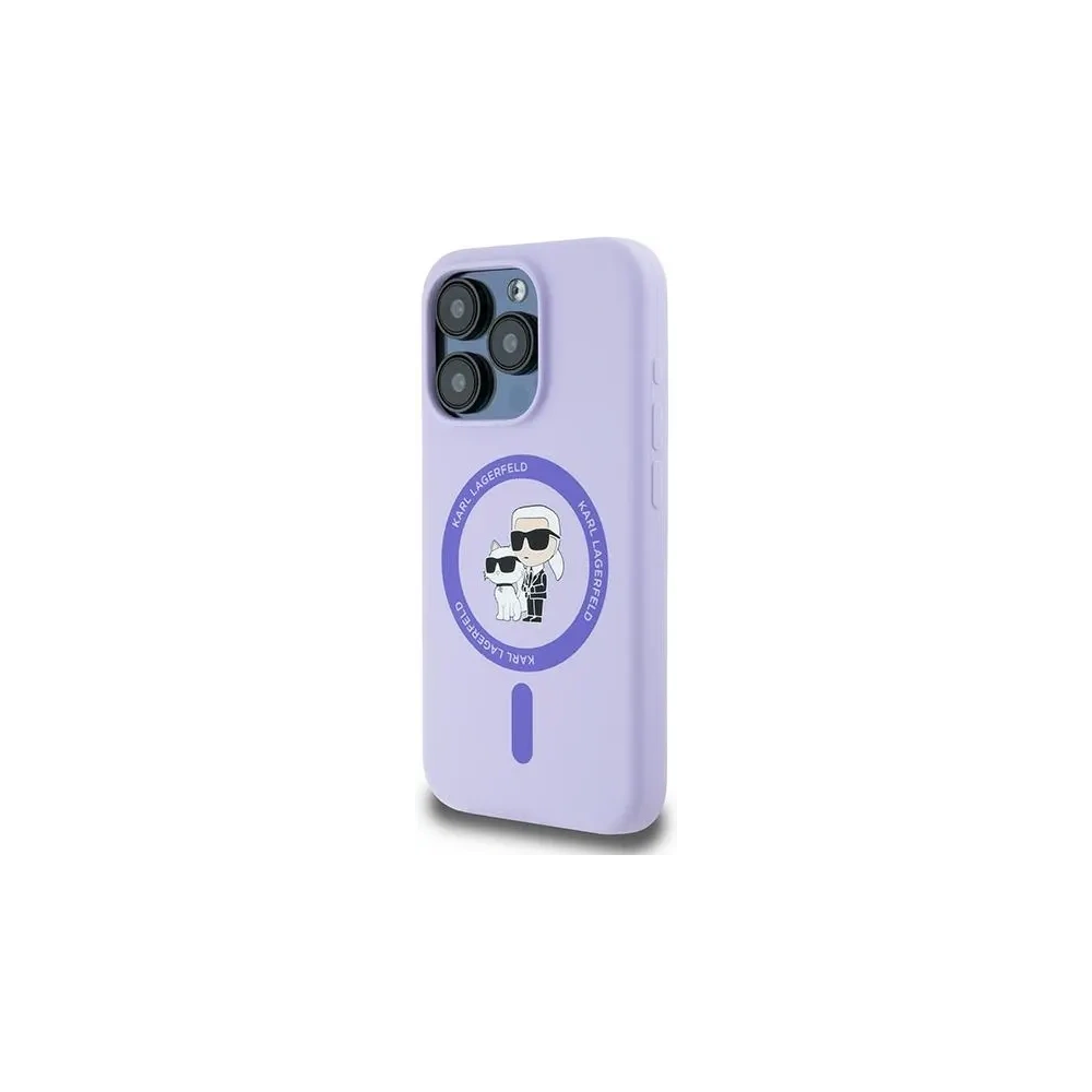 Hurtownia GSM - Fall Karl Lagerfeld KLHMP15LSCMKCRHU Apple iPhone 15 Pro Hardcase Silikon Karl&Choupette Köpfe Ring MagSafe lila - KLD2145 - {ean13} - Hurt