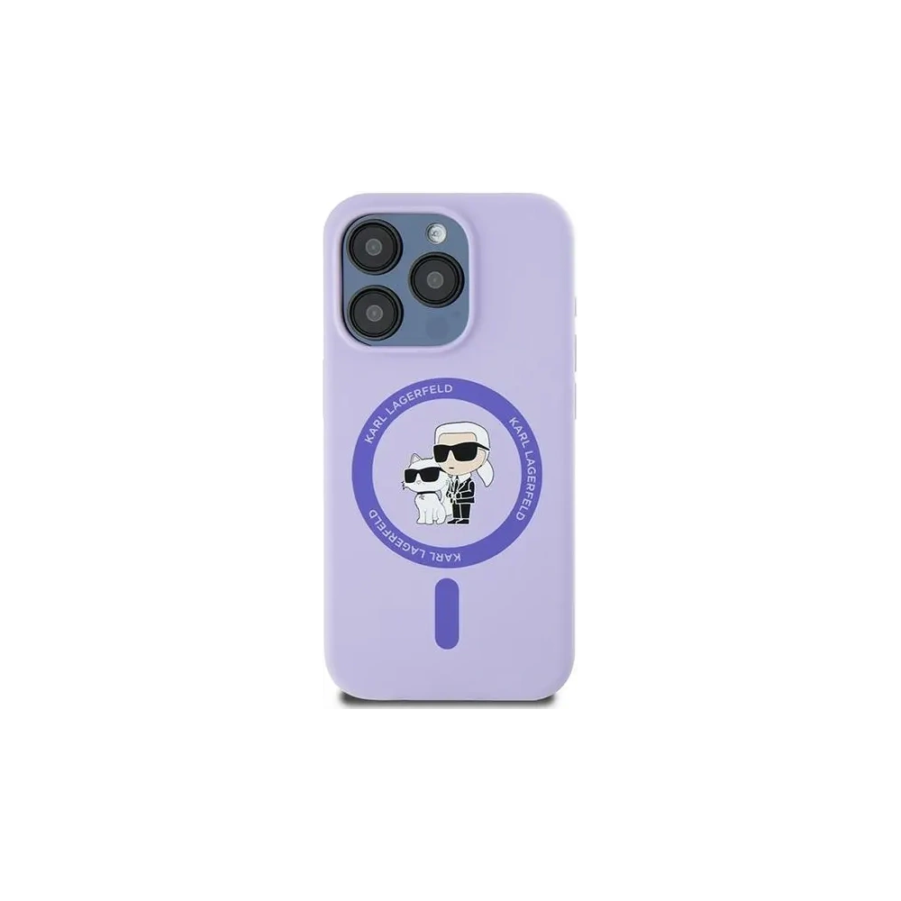 Hurtownia GSM - Etui Karl Lagerfeld KLHMP15LSCMKCRHU Apple iPhone 15 Pro hardcase Silicone Karl&Choupette Heads Ring MagSafe fioletowy - KLD2145 - {ean13} - Hurt