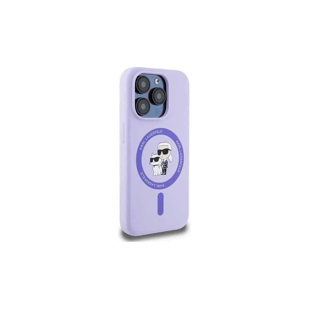 Hurtownia GSM - Fall Karl Lagerfeld KLHMP15LSCMKCRHU Apple iPhone 15 Pro Hardcase Silikon Karl&Choupette Köpfe Ring MagSafe lila - KLD2145 - {ean13} - Hurt