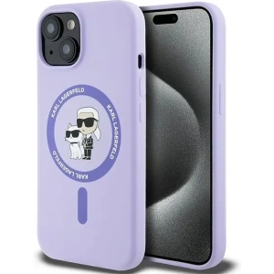 Hurtownia GSM - Případ Karl Lagerfeld KLHMP15SSCMKCRHU Apple iPhone 15 tvrdý obal silikonový Karl&Choupette Heads Ring MagSafe fialový - KLD2146 - {ean13} - Hurt